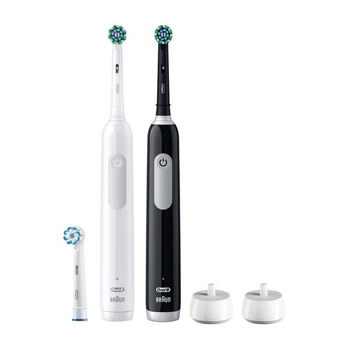 OralB정품 전동칫솔 1+1듀얼 팩 프로1000, 화이트+블랙 세트, pro1000