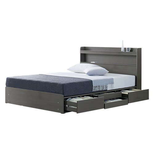 규수방 고급형 통서랍 LED조명 4단 서랍형 수납 침대프레임 매트리스별매 방문설치, 통서랍801(오크) 침대프레임만(매트없음)