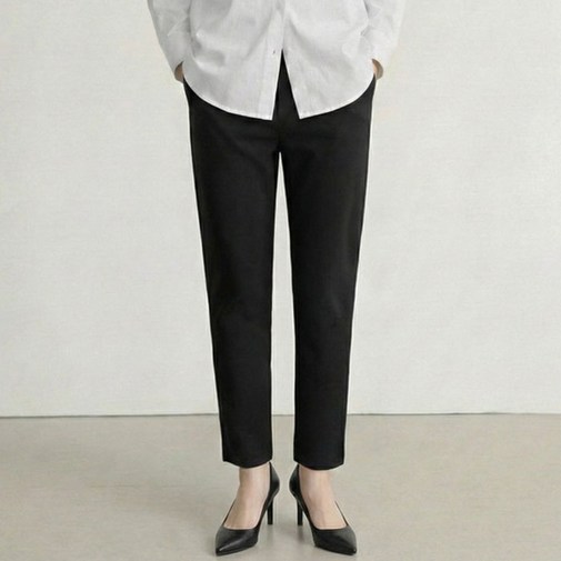 여성 스판 슬림 일자 슬랙스 밴딩 팬츠 국내생산 구김적은 스판 밴딩 빅사이즈 66 77 88 키작녀 일자핏 밴딩팬츠 포켓