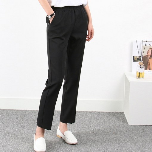 나인뮤즈 허리밴딩 슬랙스 일자핏 빅사이즈여성의류 3XL 데일리 키작녀 리더밴딩팬츠