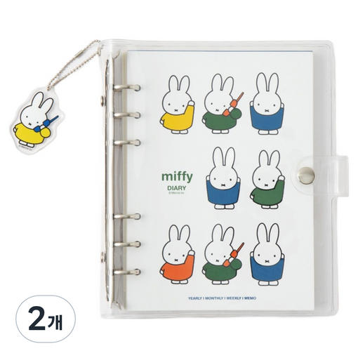 미피 6공 다이어리 A6, 화이트, 2개
