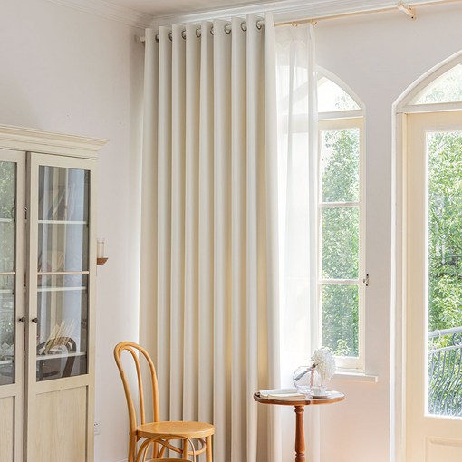 사라하우스 크림 형상기억 가공 양면 암막 호텔 안방 거실 커튼 아일렛형