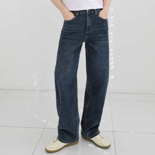 DSPERO 남성용 뉴 데일리 루즈핏 세미 와이드 데님 팬츠