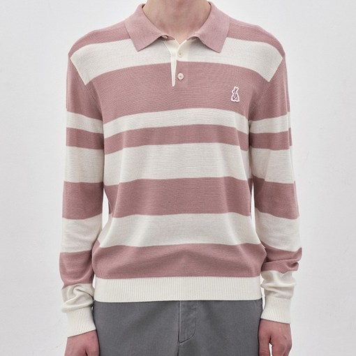 인디안 26년 봄 최저가 고급 레이온혼방 컬러블럭 니트 카라티셔츠 MUKBL5S1201NBC