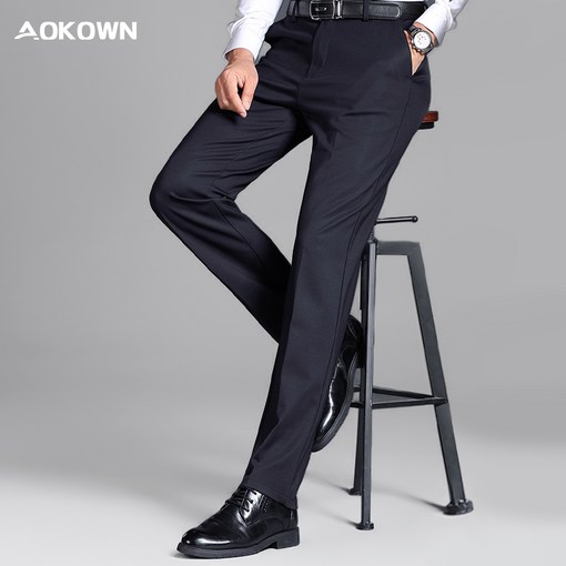 AOKOWN 중년 남자 스판 정장바지 구김없는 남성 정장바지 3236