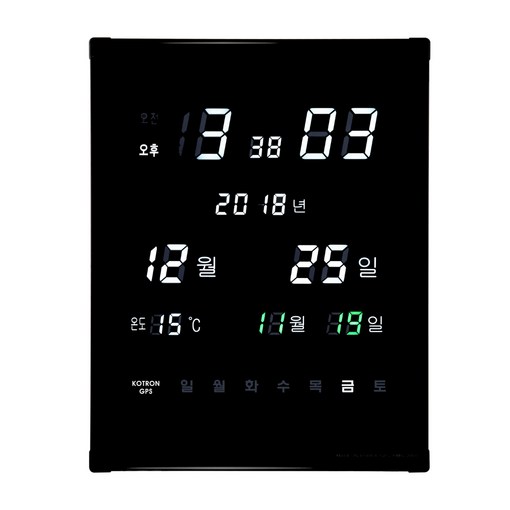 디지털 LED 벽시계 온습도 표시 대형 GPS 위성 전파수신 자동 벽시계 KMG3320, 기본