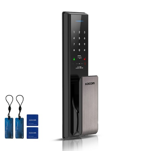 코콤 KDLAC9500 카드키 현관문 무타공 푸시풀 번호키 도어락 교체 설치 고리형 2개 부착형 2개, 고객직접설치, KDLAC9500