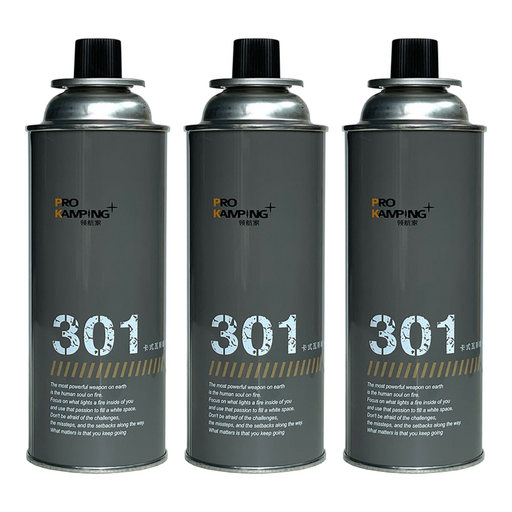 PRO KAMPING 領航家 通用普通瓦斯罐 220g, 3個, 深灰色