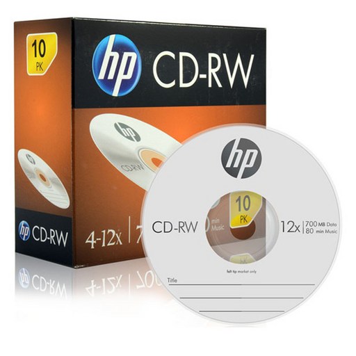 HP CD-RW 4-12X 700MB 슬림 케이스 10p, 단일 상품