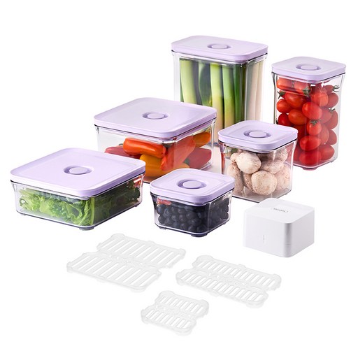 바퀜 포라 시그니처 밀폐용기 7종  네트 채반 3종 세트, 1개, 밀폐용기 6종  다이스 바큐머  네트 채반 3종