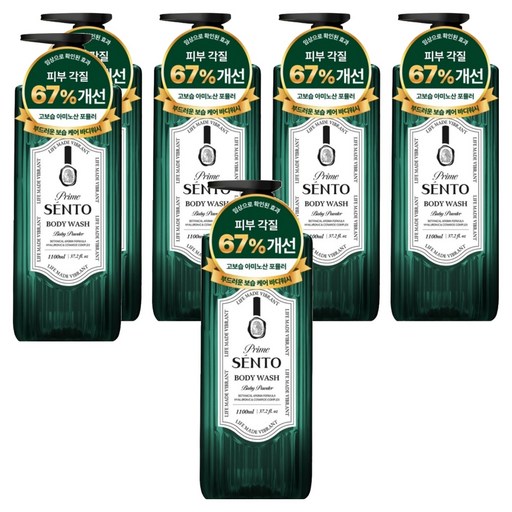 센토 프라임 보테니컬 아로마 딥퍼퓸 약산성 바디워시 베이비 파우더향, 6개, 1.1L