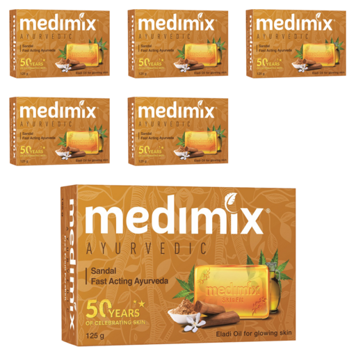 medimix 台灣公司貨 印度綠寶石美肌皂 檀香, 125g, 6個