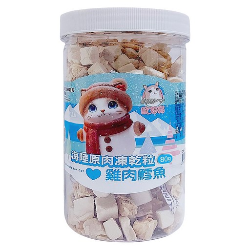 OMO 歐姆貓 海陸原肉凍乾粒, 1罐, 80g, 雞肉鱈魚