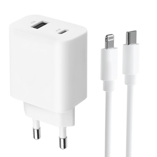 모잇 PD25W 2포트 PPS 초고속충전기와 1.3m 8핀 라이트닝 아이폰 케이블로 빠르고 편리한 충전 경험을 누리세요