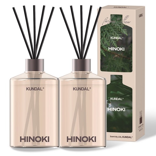 쿤달 퍼퓸 디퓨저 선물세트, 히노키향, 500ml, 2개