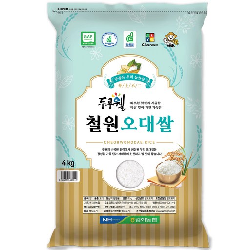 김화농협 22년 햅쌀 두루웰 철원 오대쌀 백미, 4kg, 1개