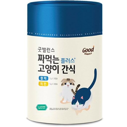 굿밸런스 짜먹는 고양이 간식 플러스 참치 30p 치킨 30p 1세트
