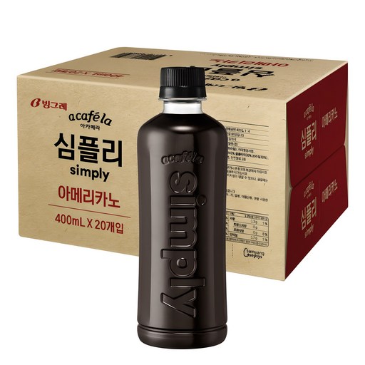 아카페라 심플리 아메리카노 무라벨, 20개, 400ml