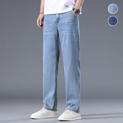 wassup 남자청바지 여름 얇은 슬랙스 일자청바지 텐셀 쿨링 진