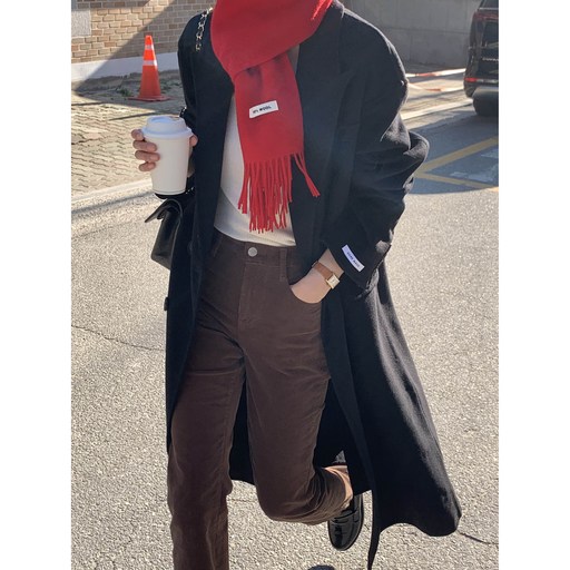 made 루어스룸 퓨턴 여성 겨울 코트 루즈핏 오버핏 더블버튼 핸드메이드 코트