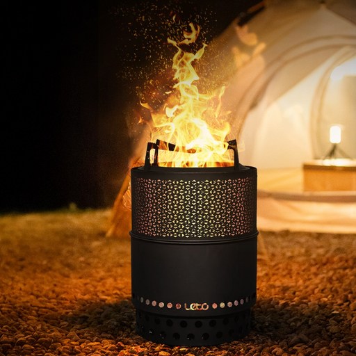 이중연소 캠핑 화로대 대형 원통 불멍 장작 바베큐그릴 SB070