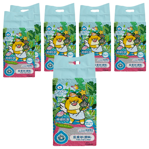 臭味滾 ODOUT 極細顆粒抗臭豆腐貓砂 1.5mm, 2.8kg, 6包, 原味