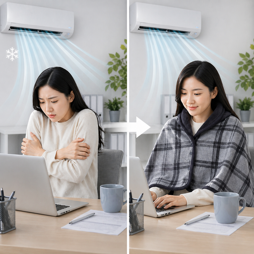 플론다 사무실 추위 차단 버튼형 망토 담요