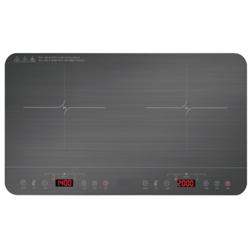재리마켓 3500W 고출력 2구 인덕션 블랙 10단 조절 터치식 전기레인지, 프리스탠딩, 10단 대형 2구 인덕션