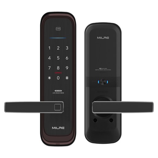 밀레시스텍 무타공 지문인식 스마트 도어락 MEM58F, MEM58FWinePurple, 방문설치