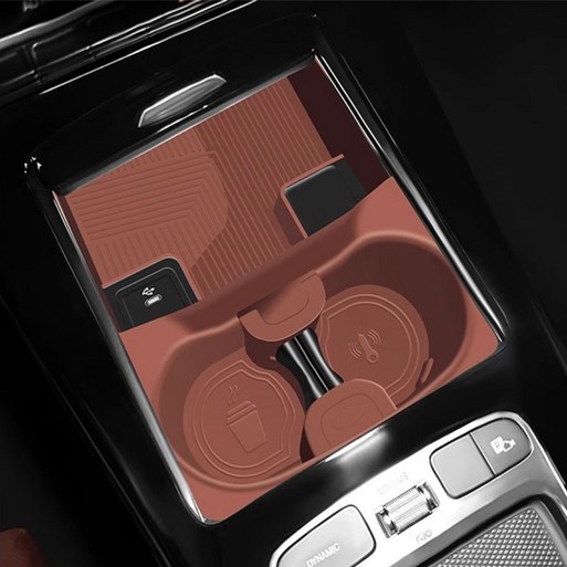 카에버 컵홀더 먼지방지 충전패드 커버 벤츠 GLB 2020년2024년  EQB, 통카 브라운, 1개