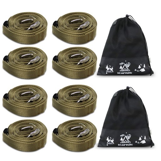 카르닉 타프 웨빙스트랩 메인4P 보조4P 파우치2P 캠핑스트랩 풀세트, 카키