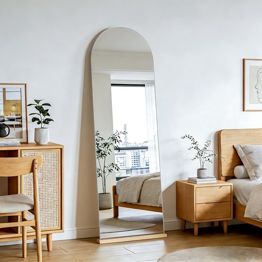 뷰티피크 아치형 노프레임 전신거울 거치형 강화안전유리 40150cm