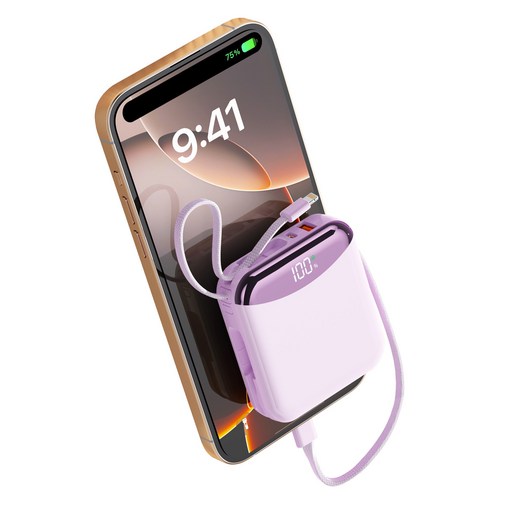 PIUJJA 일체형 QC3.0 PD 22.5W 대용량 고속충전 케이블 휴대용 미니 C타입 고속충전 보조배터리 10000mAh