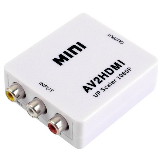 컴스 미니 AV to HDMI 컨버터 화이트 컴포지트 RCA 3선 영상 오디오 입력