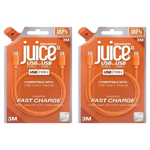 juice C타입C타입 브레이디드 고속 충전 아이폰 갤럭시 전용 케이블 60W, 2개, 코스믹오렌지, 3m