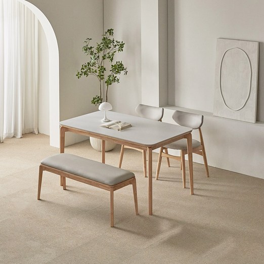파로마 리샤르B 통세라믹 원목식탁  의자  벤치세트 4인 방문설치