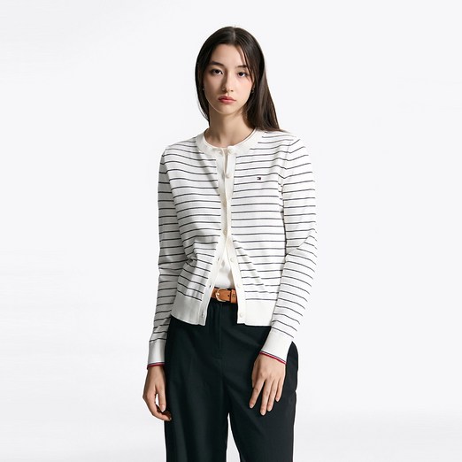 타미힐피거 스트라이프 크루넥 가디건 T22F6KCD031WT204Q