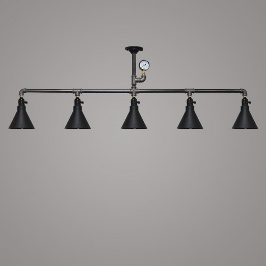 미도라이팅 수도파이프 닉스5등직부 검정 수도파이프조명 빈티지조명 식탁등 주방등 까페조명 매장조명 펜던트조명, LED에디슨 막대램프5W 전구색5