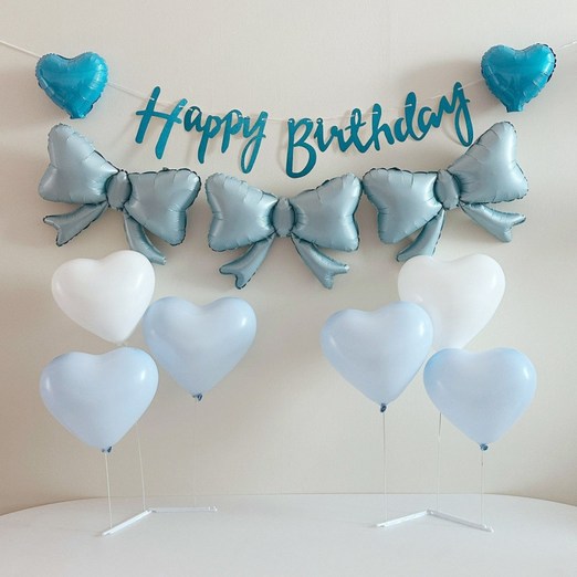 생일파티 리본 하트 풍선 가랜드 풀세트
