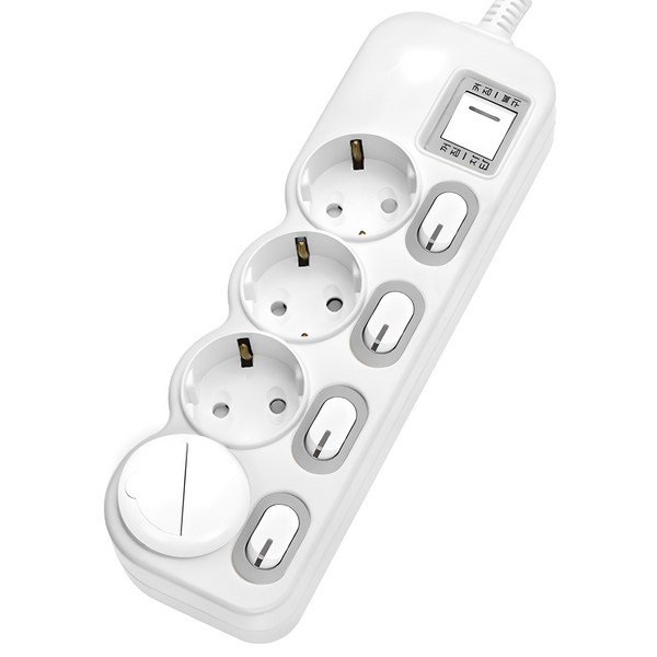 에코파워탭 LED 개별 과부하차단 멀티탭 전선형 4구 EPM-L304SS + 안전커버 이미지