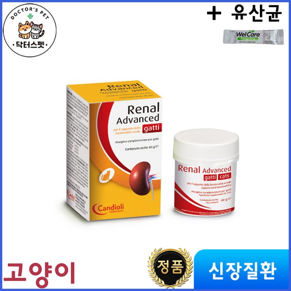 레날 어드밴스드 캣츠 40g / Renal advanced cats / 레날 어드벤스드 캣츠 / 신장질환 신부전치료 보조제 + 동물병원 전용 유산균 이미지 3