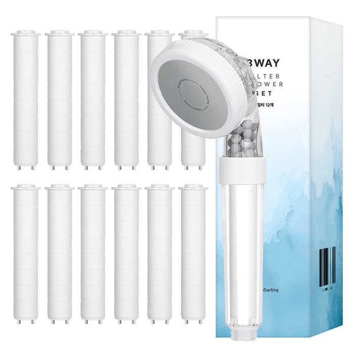 해피달링 수압 조절 3WAY 필터 샤워기 + 필터 12p 세트