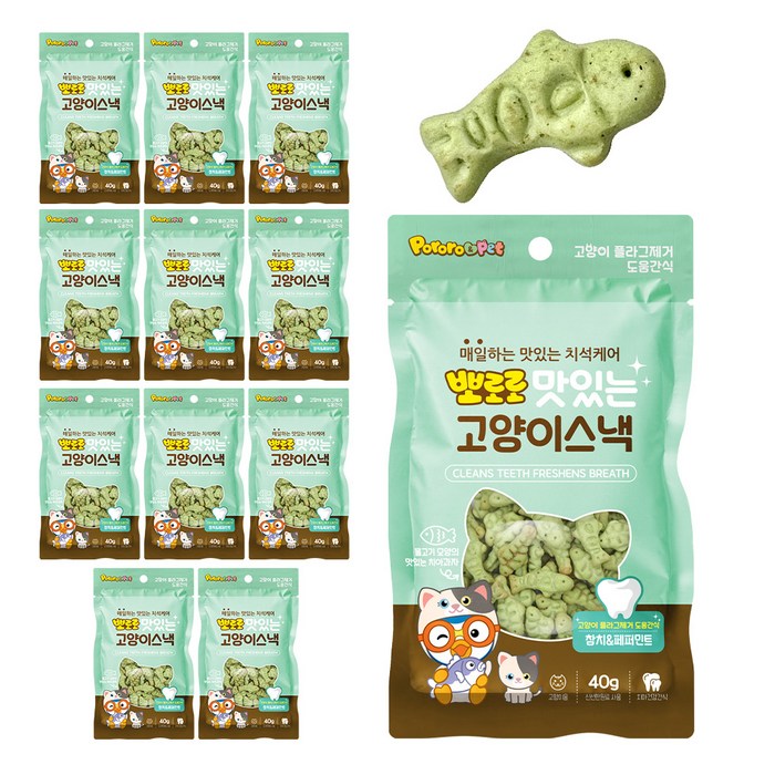 뽀로로펫 고양이 스낵 40g, 참치 + 페퍼민트 혼합맛, 40g, 12개