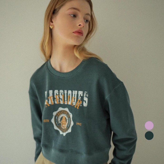 온앤온 여성용 빈티지 크롭 스웻셔츠 NEW3SE230