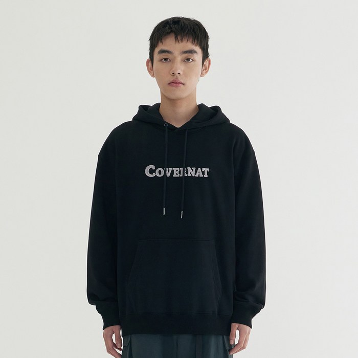 커버낫 남녀공용 센터 로고 후드티