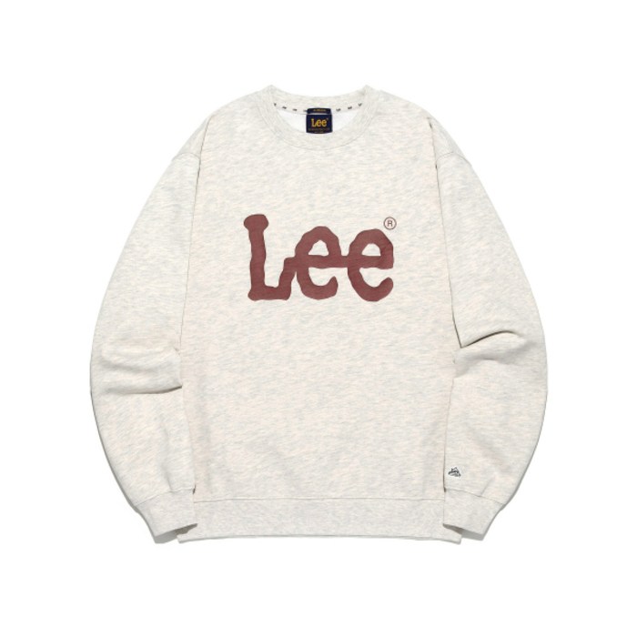 백화점 정품 LEE 오버핏 맨투맨 스몰 트위치 로고 오트밀