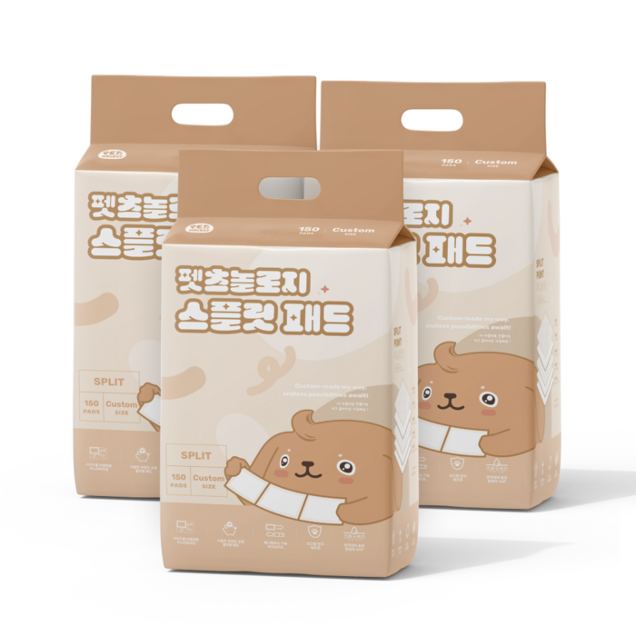 펫츠놀로지 사용한 부분만 교체하는 스플릿 배변패드, 3개, 150개입 펫츠놀로지 사용한 부분만 교체하는 스플릿 배변패드, 3개, 150개입
