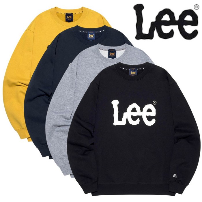 백화점발송 lee 리 남여공용 티셔츠 맨투맨 긴팔 라운드 빅 로고 커플티 운동 캠핑 러닝