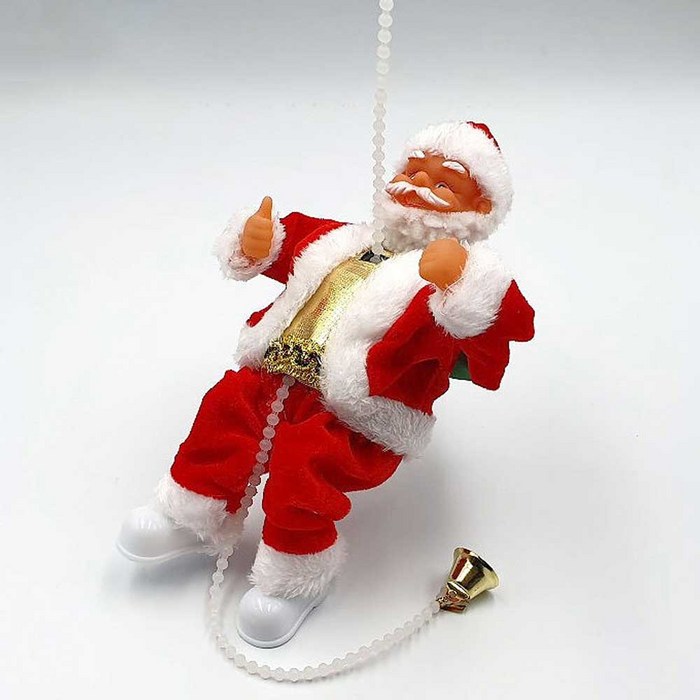 [말랑이몰]LED 줄타는 산타인형 데코 소품 크리스마스 움직이는 멜로디 산타크로스