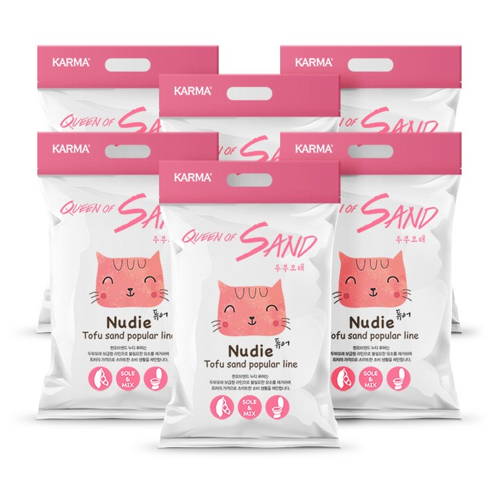 퀸오브샌드 누디 고양이모래 두부모래 퓨어 3kg X 6개